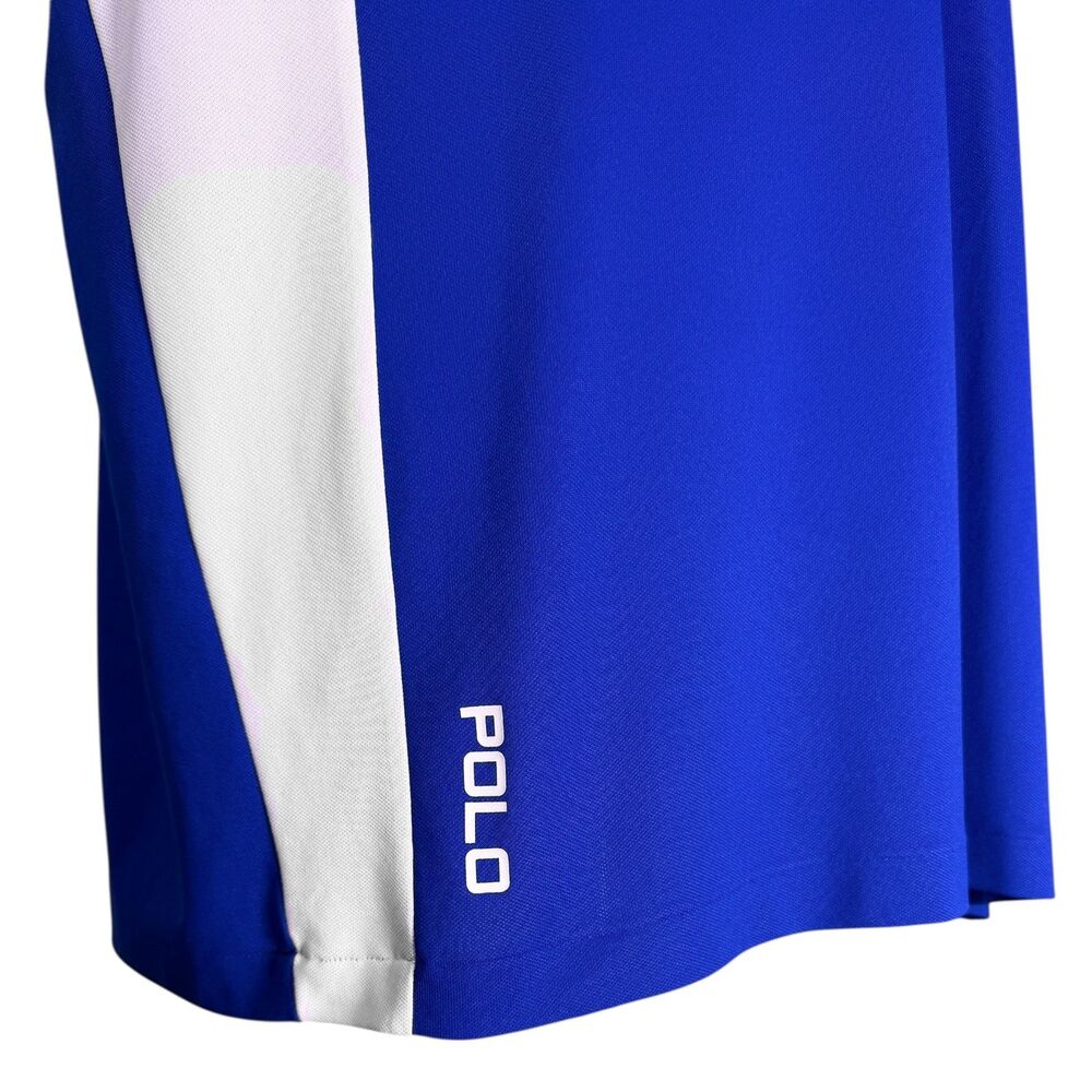 Polo Ralph Lauren Mens XXL Blue White Colorblock Performance Polo Shirt Big Pony - Picture 6 of 7